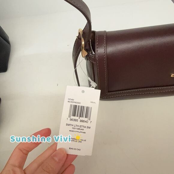 NWT Coach Etta Small Flap Shoulder Bag CCV63 Smooth leather Maroon - Picture 6 of 13